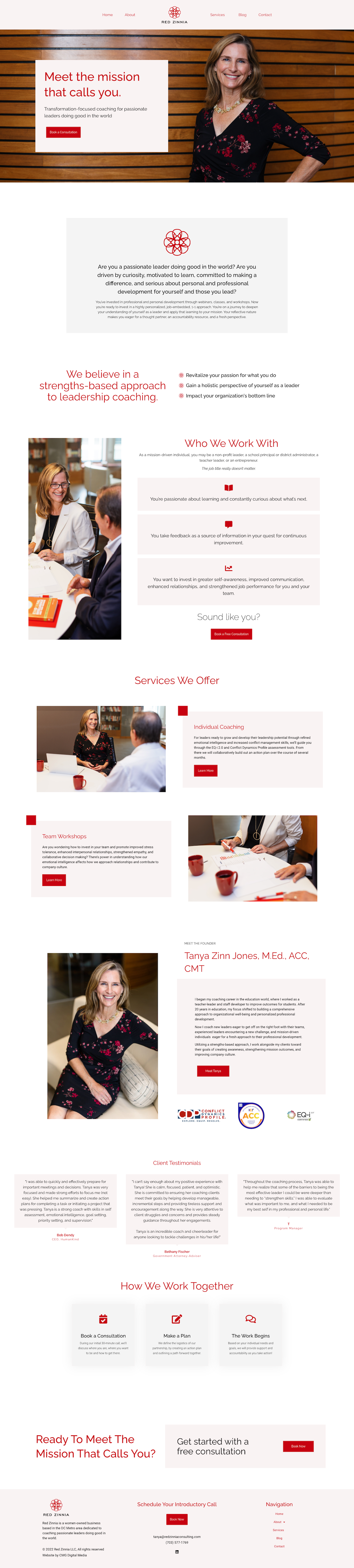 Red Zinnia Consulting Full Homepage Screenshot